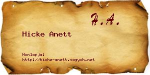 Hicke Anett névjegykártya